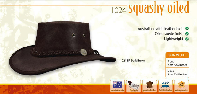 Barmah Squashy Hickory Suede Leather Bush Hat - 1025 - Australian -  Hickory, Large 59cm